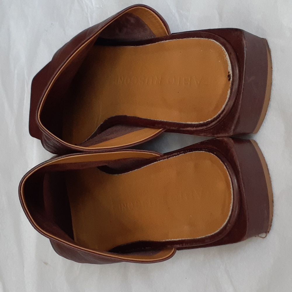 Women’s Slide Loafers - Brown Leather Slip-On Flats - Picture 4 of 8